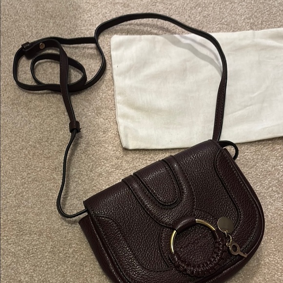 See By Chloe Burgandy Crossbody Bag with Textured Leather and Gold Hardware